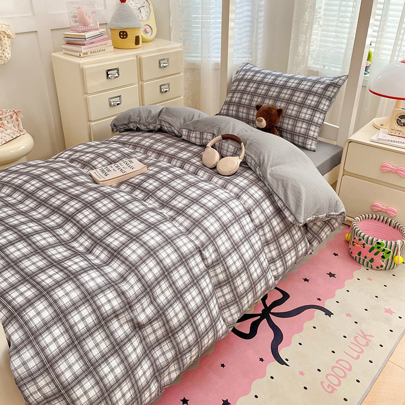 Washed Cotton Student Dormitory Bedding Sets | 3-Piece & 6-Piece On-Campus Bedding Bundles with Mattress Pad & Duvet Cover O1CN012TGdmg2AsgGQlvgZc 2217967838259 0 Cib
