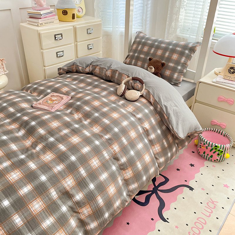 Washed Cotton Student Dormitory Bedding Sets | 3-Piece & 6-Piece On-Campus Bedding Bundles with Mattress Pad & Duvet Cover O1CN014jBnDc2AsgGQXZDEe 2217967838259 0 Cib
