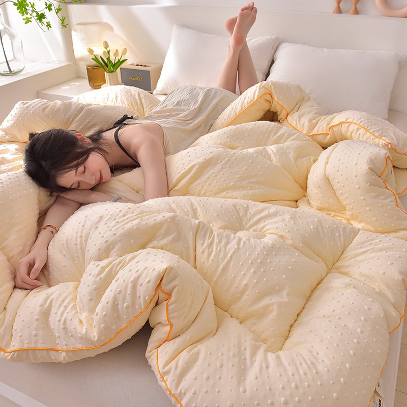 Solid Color Soybean Fiber Quilt with 3D Massage Bean Cover | Thickened Warm Machine-Washable Duvet Insert for Winter, Spring & Autumn O1CN019dZCZ51LUp3aqqhso 2207980411303 0 Cib