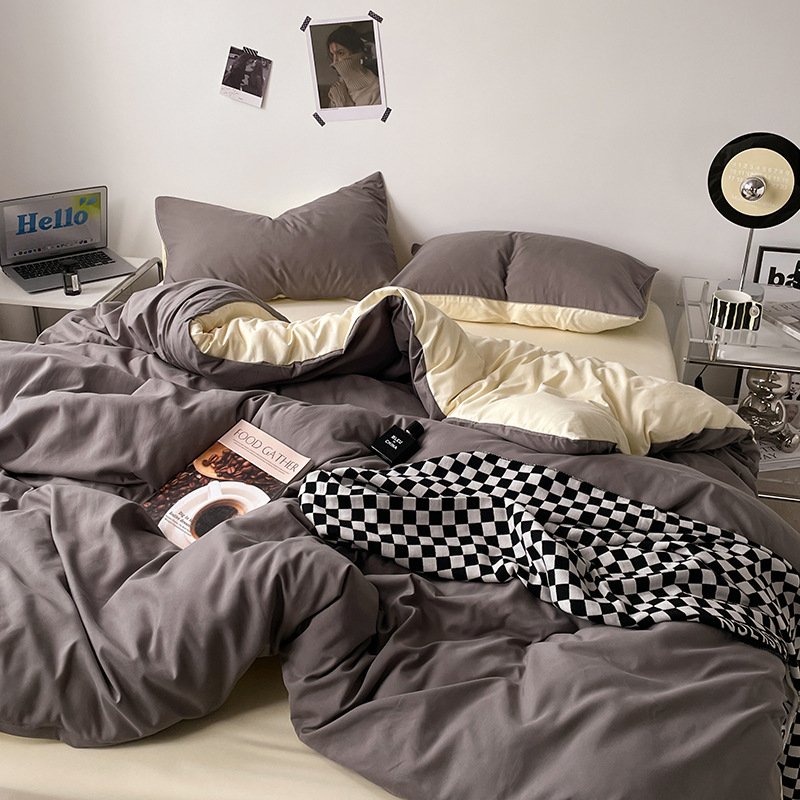Ins Style Double-Washed Cotton Bedding Set | Ultra-Soft Light Luxury 3-Piece Student Dorm & 4-Piece Home Duvet Cover Set O1CN01KvnGGB2Asg4wP5yvB 2217967838259 0 Cib