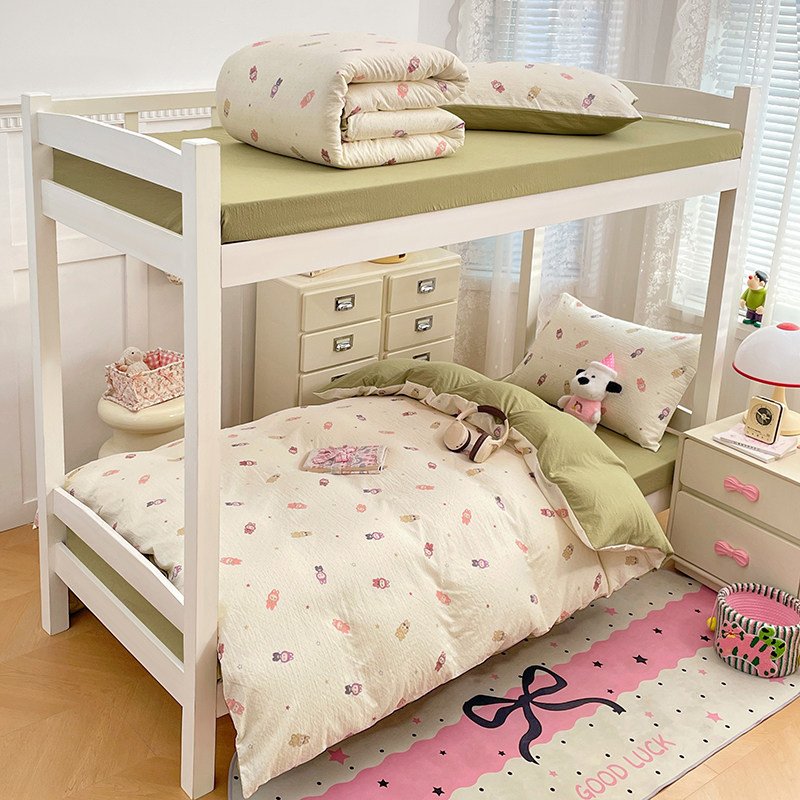 Washed Cotton Student Dormitory Bedding Sets | 3-Piece & 6-Piece On-Campus Bedding Bundles with Mattress Pad & Duvet Cover O1CN01L1yFFA2AsgGMVFF9P 2217967838259 0 Cib