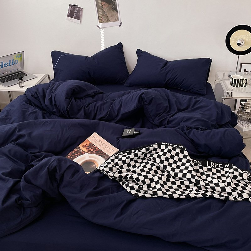 Ins Style Double-Washed Cotton Bedding Set | Ultra-Soft Light Luxury 3-Piece Student Dorm & 4-Piece Home Duvet Cover Set O1CN01MRC41F2Asg51jOh5H 2217967838259 0 Cib