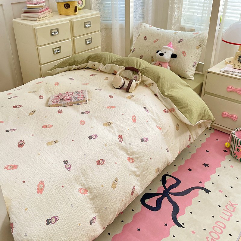 Washed Cotton Student Dormitory Bedding Sets | 3-Piece & 6-Piece On-Campus Bedding Bundles with Mattress Pad & Duvet Cover O1CN01QNrLWd2AsgGR07i0b 2217967838259 0 Cib