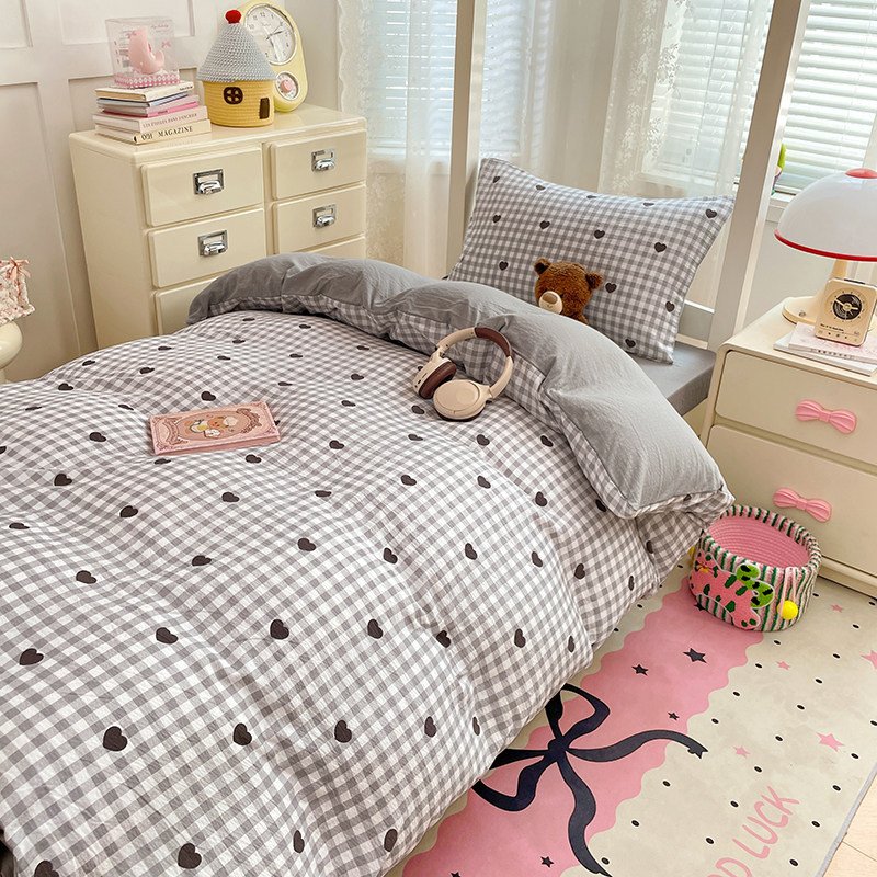 Washed Cotton Student Dormitory Bedding Sets | 3-Piece & 6-Piece On-Campus Bedding Bundles with Mattress Pad & Duvet Cover O1CN01ZYBqCM2AsgGQyNATk 2217967838259 0 Cib