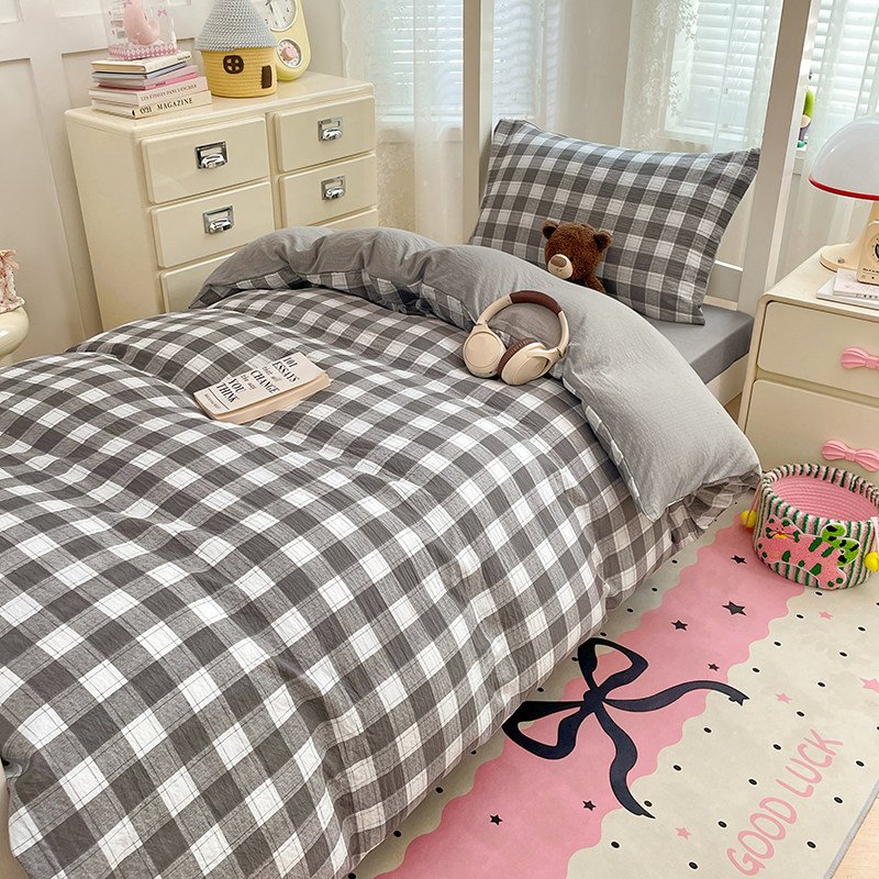 Washed Cotton Student Dormitory Bedding Sets | 3-Piece & 6-Piece On-Campus Bedding Bundles with Mattress Pad & Duvet Cover O1CN01ciSp112AsgGR0VhBz 2217967838259 0 Cib