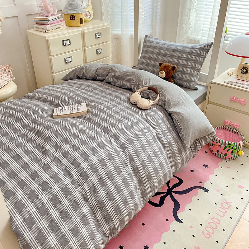 Washed Cotton Student Dormitory Bedding Sets | 3-Piece & 6-Piece On-Campus Bedding Bundles with Mattress Pad & Duvet Cover O1CN01dzcBGd2AsgGR3ODav 2217967838259 0 Cib