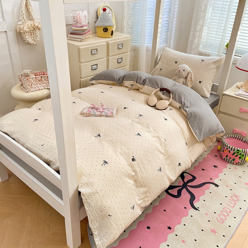Washed Cotton Student Dormitory Bedding Sets | 3-Piece & 6-Piece On-Campus Bedding Bundles with Mattress Pad & Duvet Cover O1CN01i4PhcV2AsgGQmMAJO 2217967838259 0 Cib