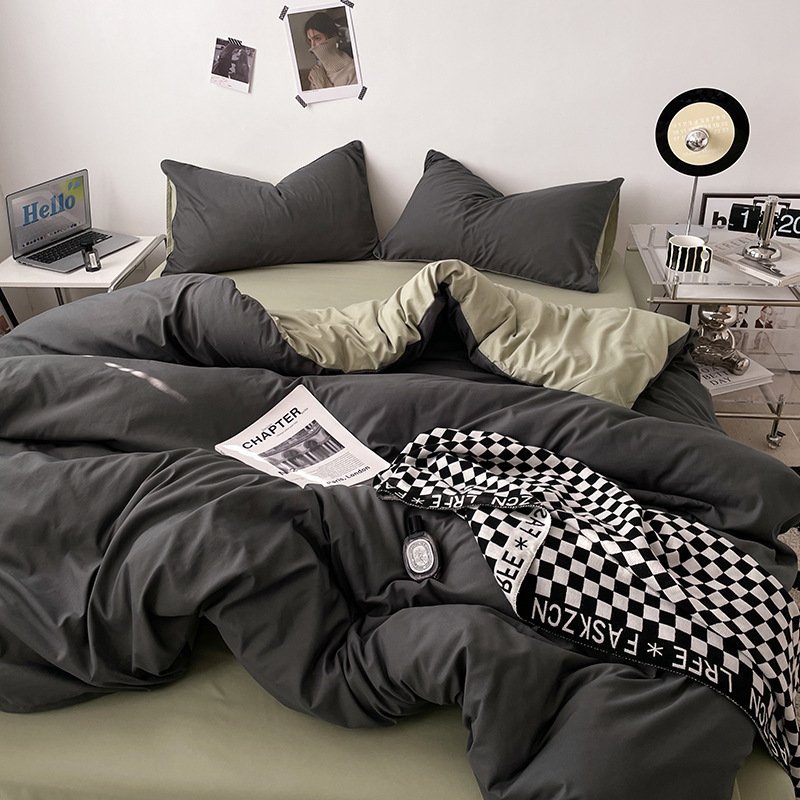 Ins Style Double-Washed Cotton Bedding Set | Ultra-Soft Light Luxury 3-Piece Student Dorm & 4-Piece Home Duvet Cover Set O1CN01ipuZ1y2Asg4rqat3b 2217967838259 0 Cib