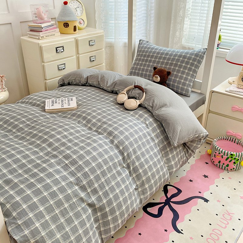 Washed Cotton Student Dormitory Bedding Sets | 3-Piece & 6-Piece On-Campus Bedding Bundles with Mattress Pad & Duvet Cover O1CN01rjzI2x2AsgGQm6qnu 2217967838259 0 Cib