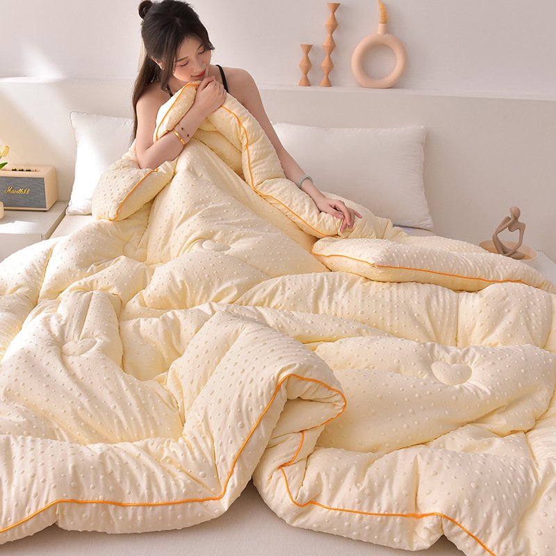 Solid Color Soybean Fiber Quilt with 3D Massage Bean Cover | Thickened Warm Machine-Washable Duvet Insert for Winter, Spring & Autumn O1CN01xGeOWK1LUp3djGjlH 2207980411303 0 Cib